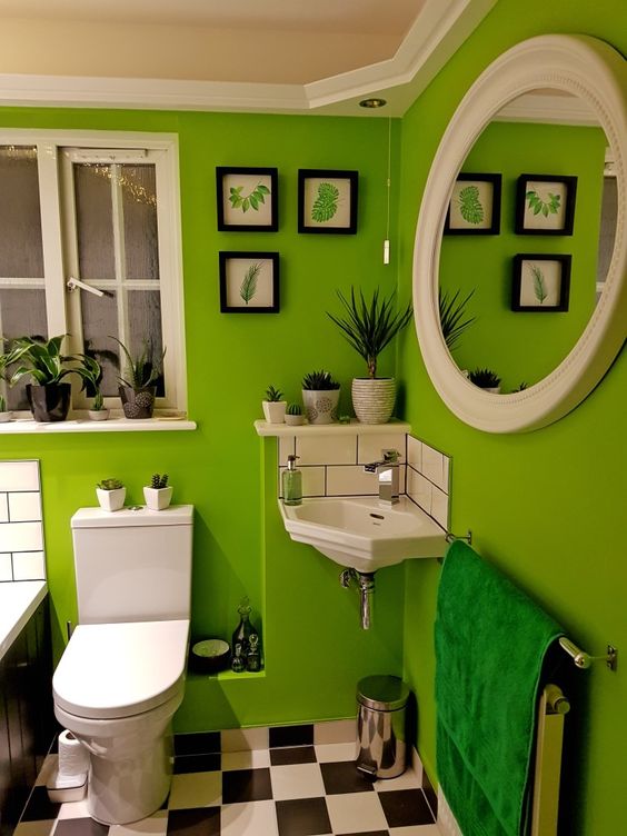 leafy green bathroom color schemes