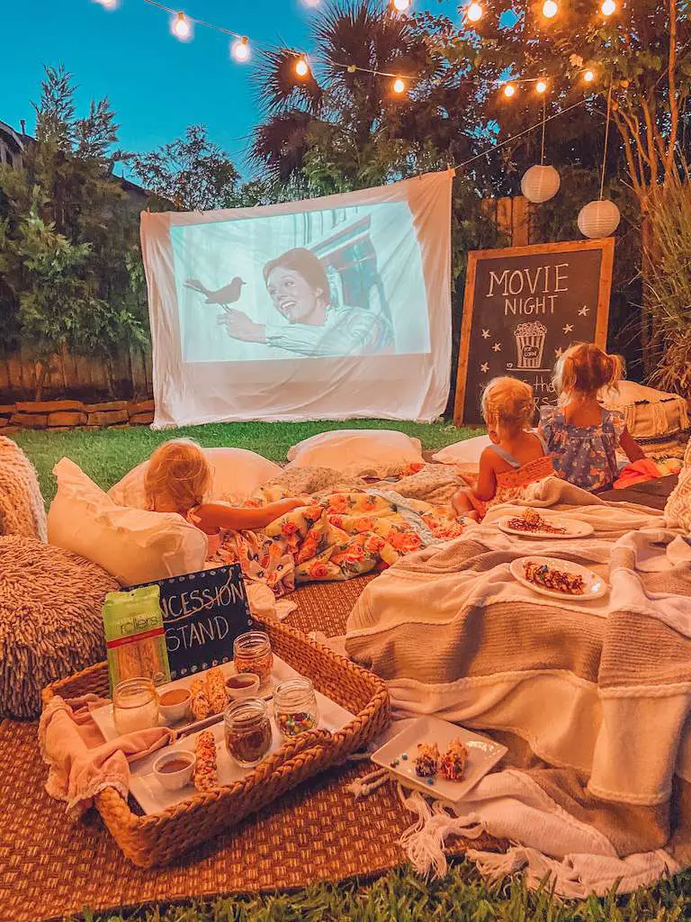 An outdoor movie night