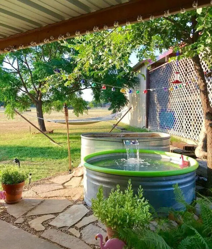 how to install a stock tank pool with a waterfall