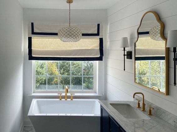 Adding Roman shades - bathroom window treatments