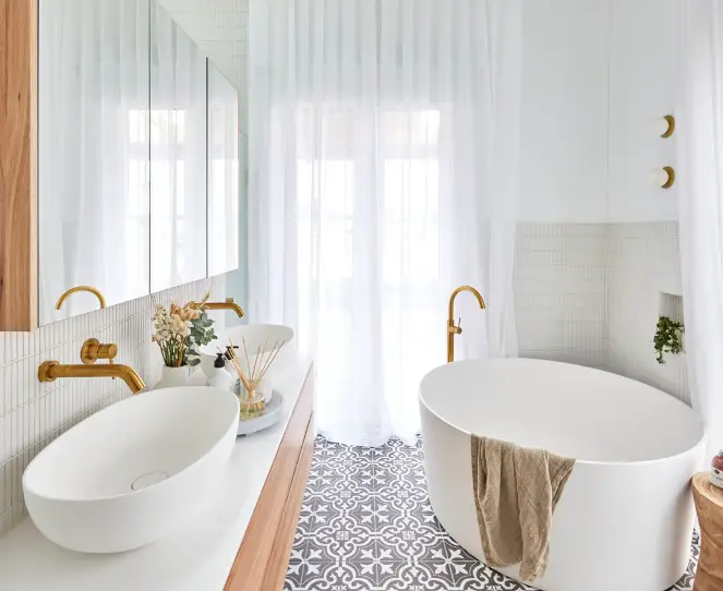 Utilizing sheer curtains Bathroom Window treatments