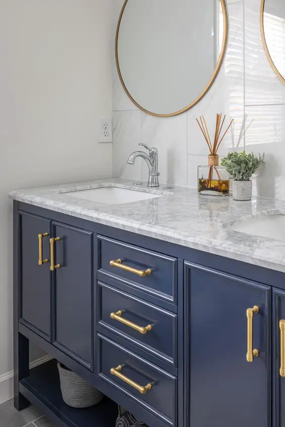 deep blue bathroom vanity