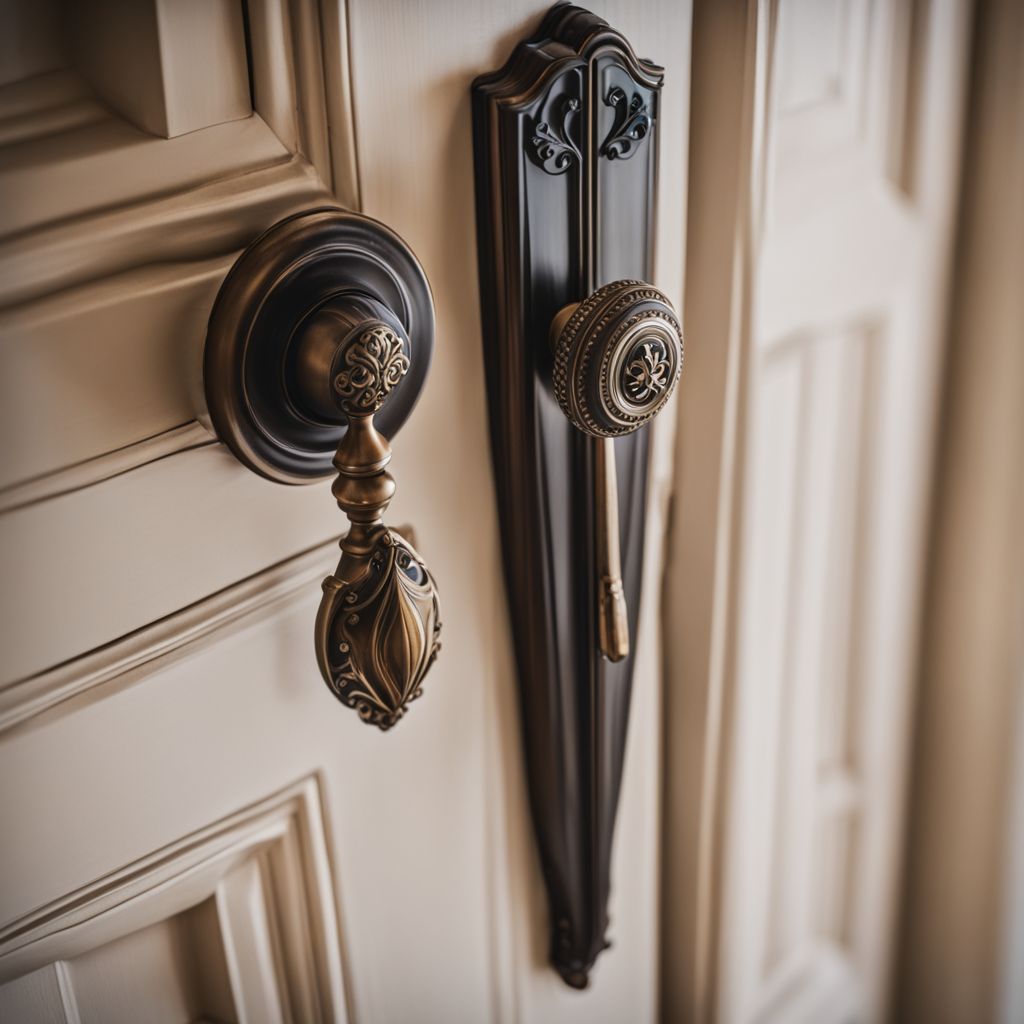 A stylish door handle on a newly installed bedroom door.