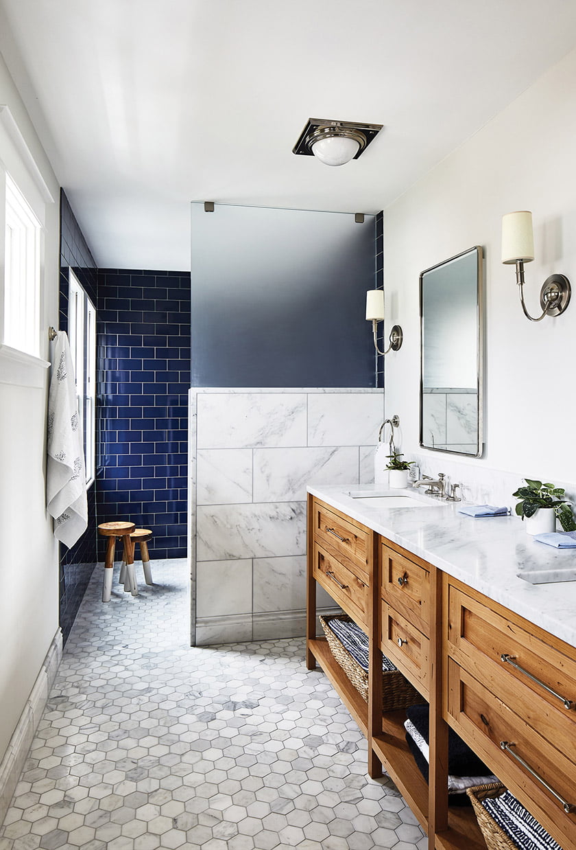 Vintage Flair - Navy Blue Bathroom Decor