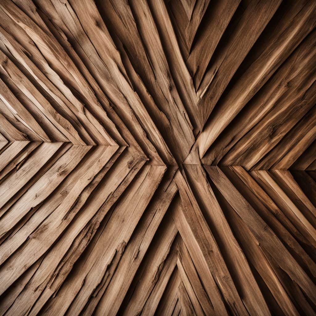 A close-up photo of a wood accent wall with natural textures.