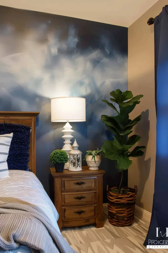 Celestial Splendor: Night Sky Ombre Accent Wall - Bedroom Accent Wall ideas