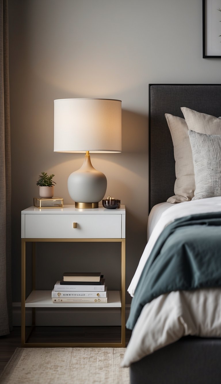 Two sleek, modern nightstands flank a contemporary bed in a minimalist bedroom. Clean lines and neutral tones create a serene and stylish atmosphere