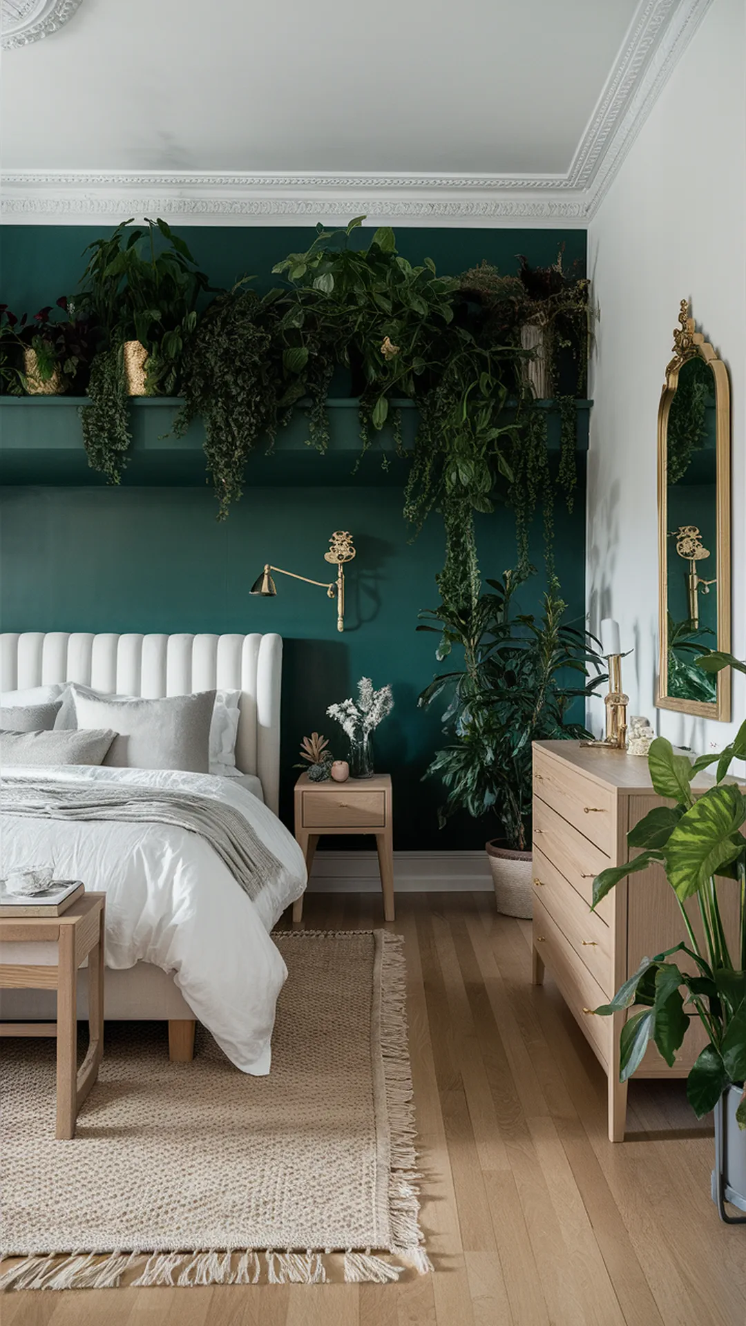 Forest Green Accent Wall In Bedroom
