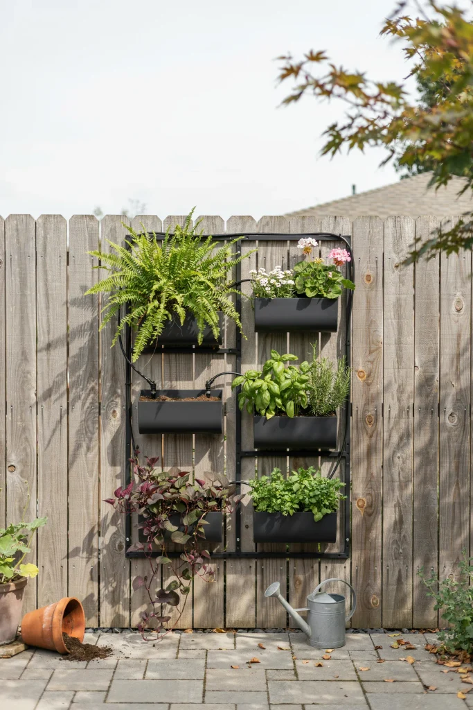 Lush privacy fence ideas featuring a vibrant vertical garden to screen neighbor views