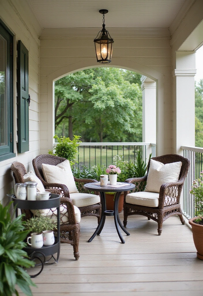 25 Covered Porch Ideas That Will Transform Your Outdoor Living Space! - 18. Coffee Nook: A Morning Retreat