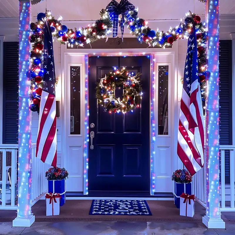 20 DIY 4th of July Outdoor Decorations - Illuminated Entryway