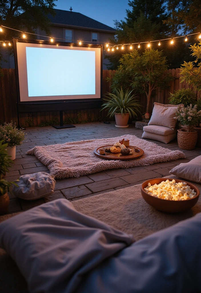 20 Creative Back Patio Ideas That Won't Cost You a Fortune (You’ll Love #9!) - 11. Outdoor Movie Night Setup