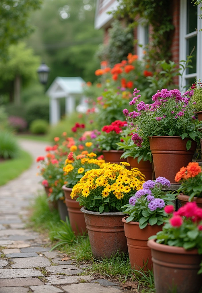 15 Enchanting Cottage Garden Designs That Will Make You Want to Dig In Today! - 9. Colorful Containers