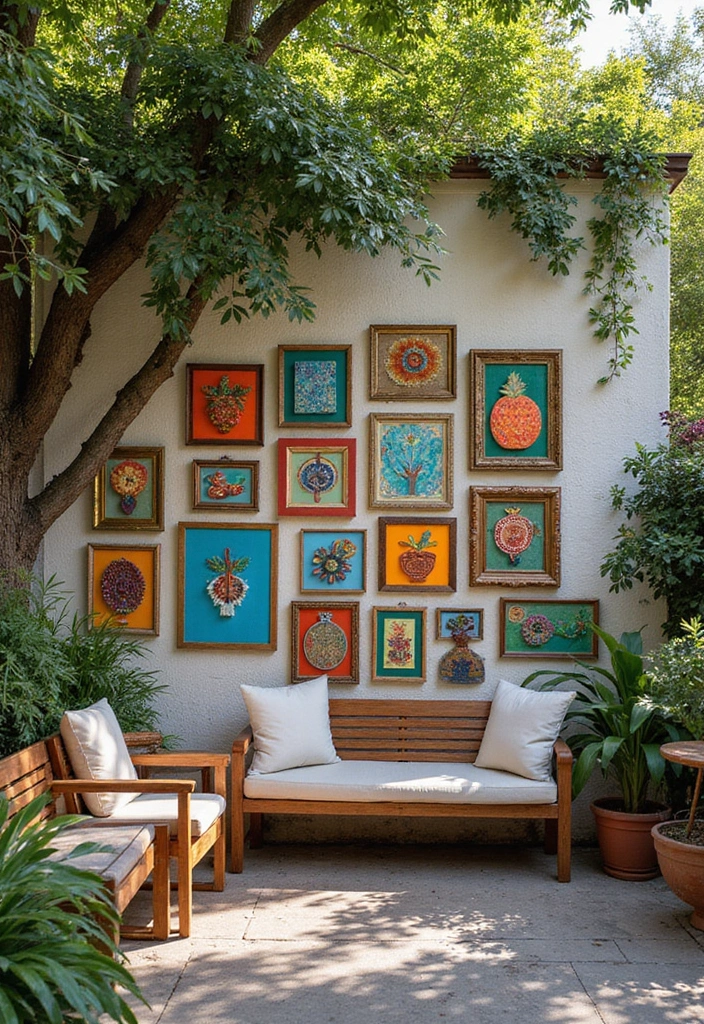 20 Creative Back Patio Ideas That Won't Cost You a Fortune (You’ll Love #9!) - 20. Outdoor Art Display