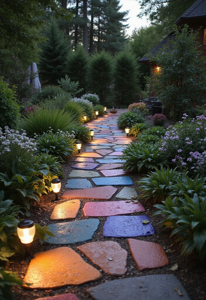 20 Creative Back Patio Ideas That Won't Cost You a Fortune (You’ll Love #9!) - 18. Colorful Garden Pathway