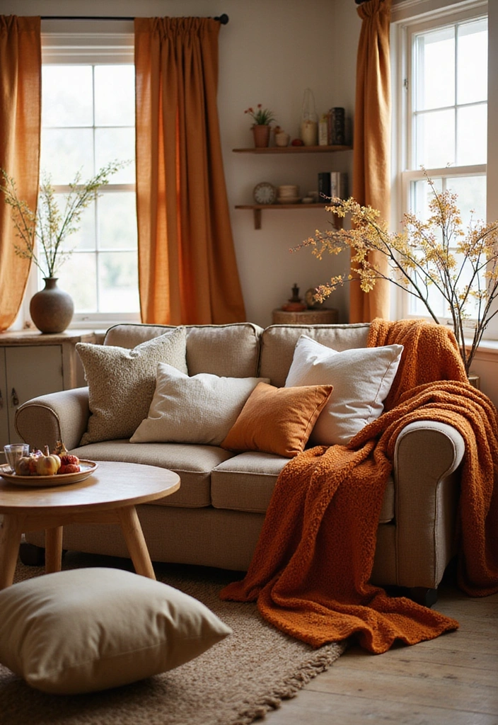 25 Fall Apartment Decor Ideas That Will Cozy Up Your Space Like Never Before! - 10. Use Seasonal Colors in Your Textiles