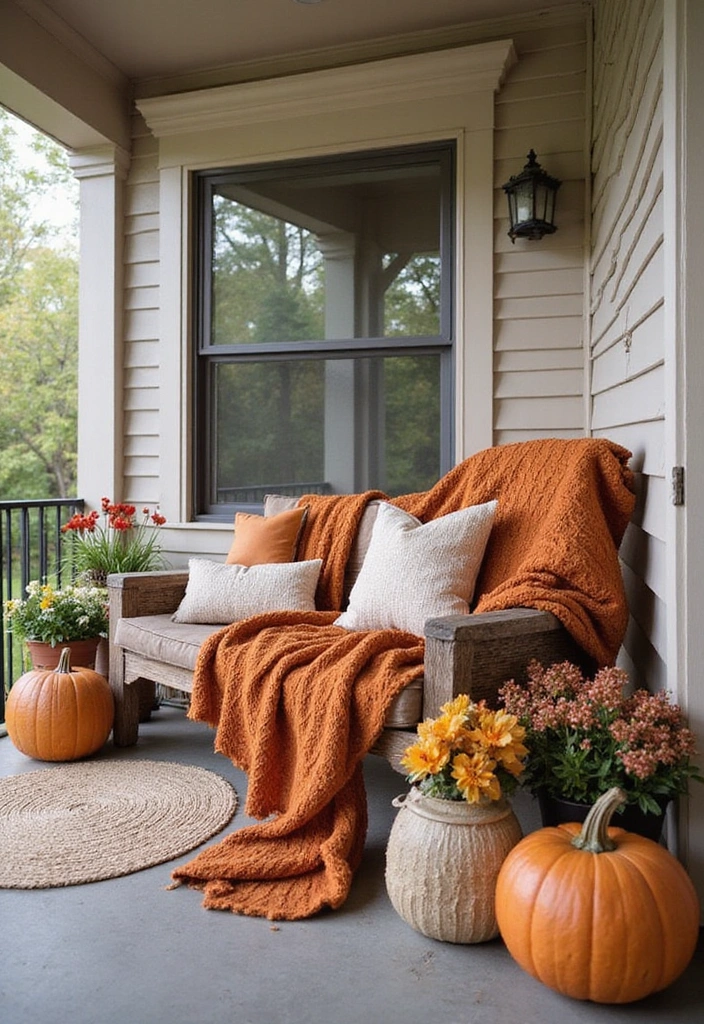 20 Jaw-Dropping Fall Decor Inspirations for Your Front Porch! - 6. Cozy Blankets and Pillows