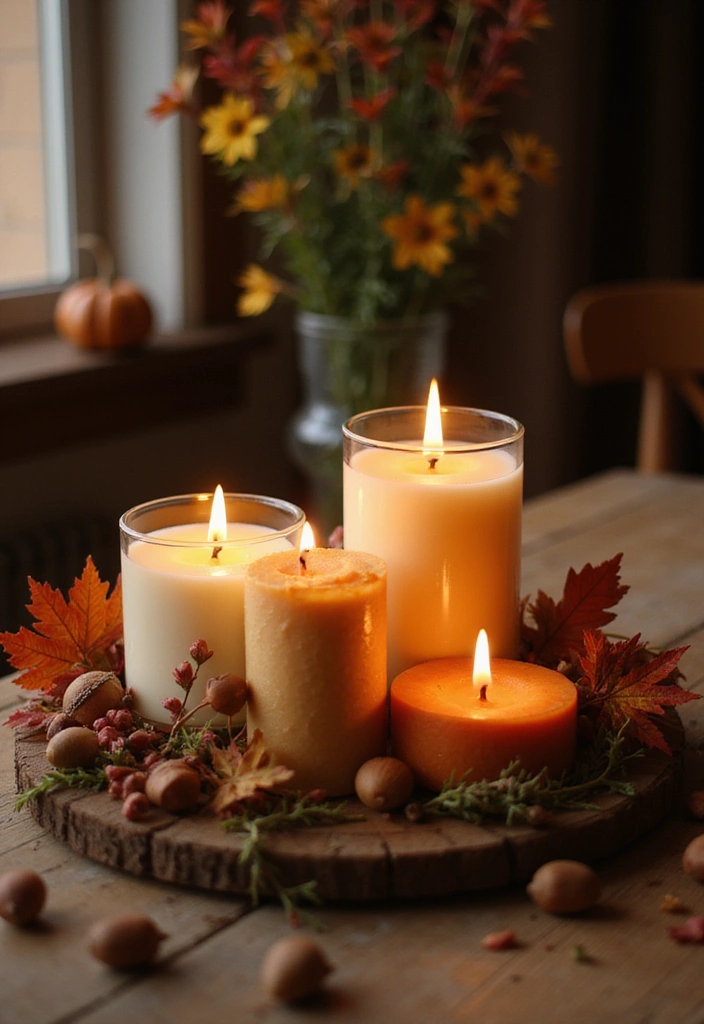 25 Fall Apartment Decor Ideas That Will Cozy Up Your Space Like Never Before! - 4. Seasonal Candle Displays