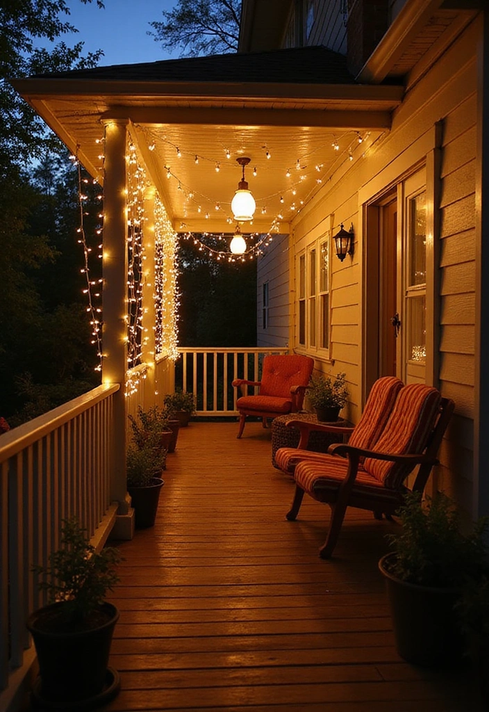 20 Jaw-Dropping Fall Decor Inspirations for Your Front Porch! - 16. Twinkling Fairy Lights
