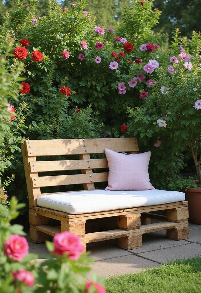 30 Budget-Friendly Garden Crafts That Look Expensive (You Won't Believe How Easy #15 Is!) - 9. Garden Bench from Pallets