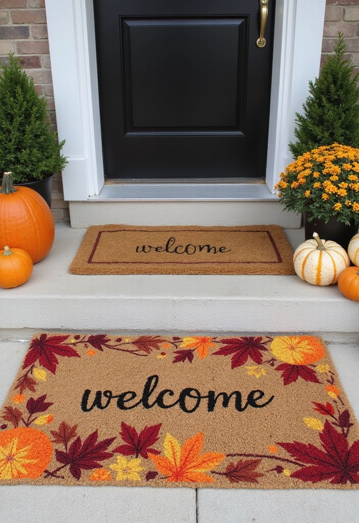 20 Jaw-Dropping Fall Decor Inspirations for Your Front Porch! - 4. Autumnal Welcome Mat