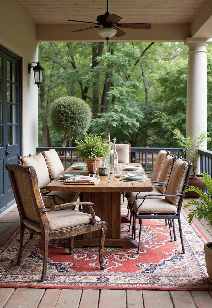 20 Creative Back Patio Ideas That Won't Cost You a Fortune (You’ll Love #9!) - 8. Outdoor Rug Oasis