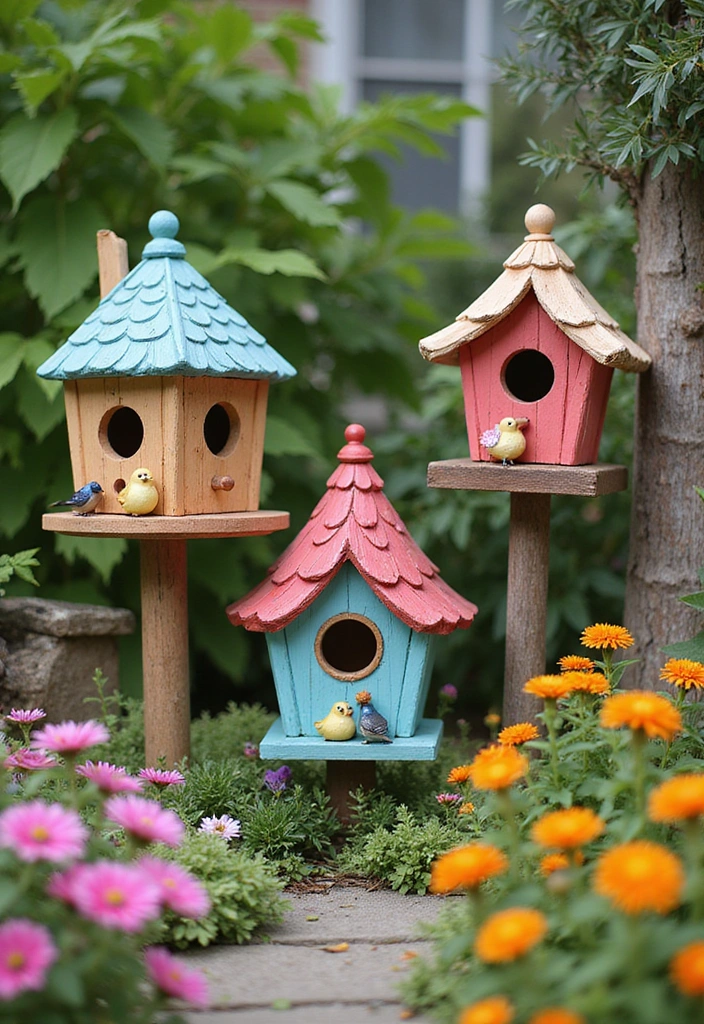 30 Budget-Friendly Garden Crafts That Look Expensive (You Won't Believe How Easy #15 Is!) - 8. Decorative Birdhouses