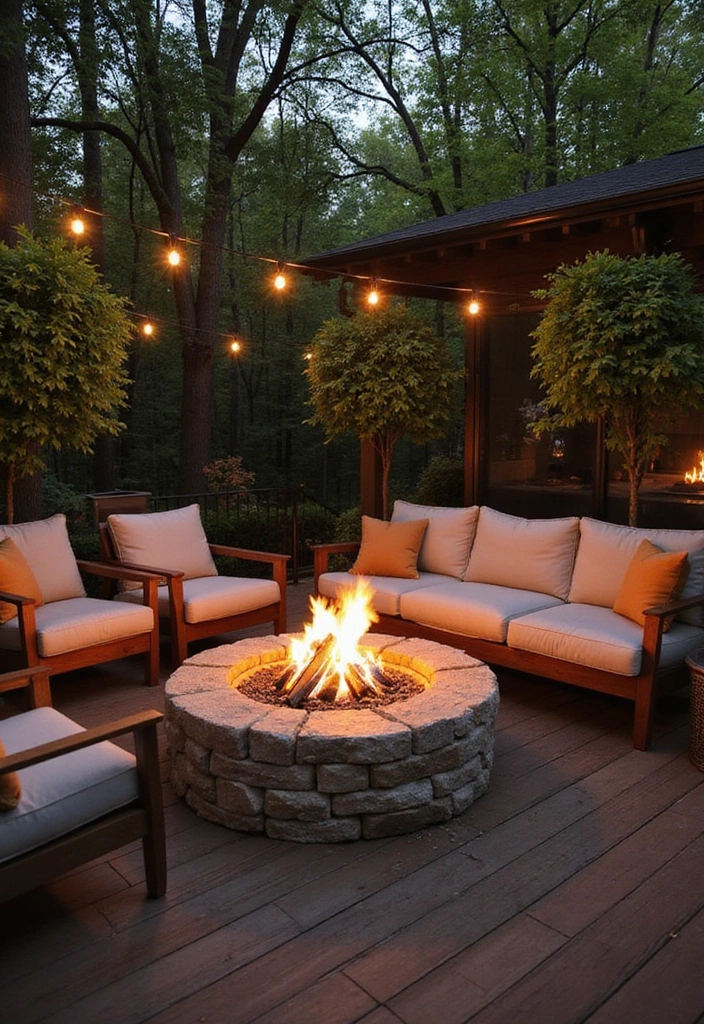 22 Fire Pit Landscaping Ideas to Create the Ultimate Cozy Hangout Spot in Your Backyard! - 7. Fire Pit Surrounded by Timber Decking