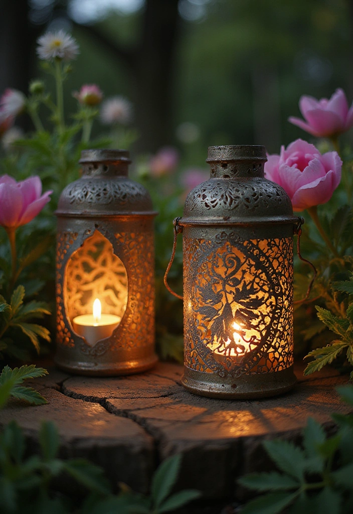 30 Budget-Friendly Garden Crafts That Look Expensive (You Won't Believe How Easy #15 Is!) - 15. Tin Can Lanterns (You Won't Believe How Easy This Is!)