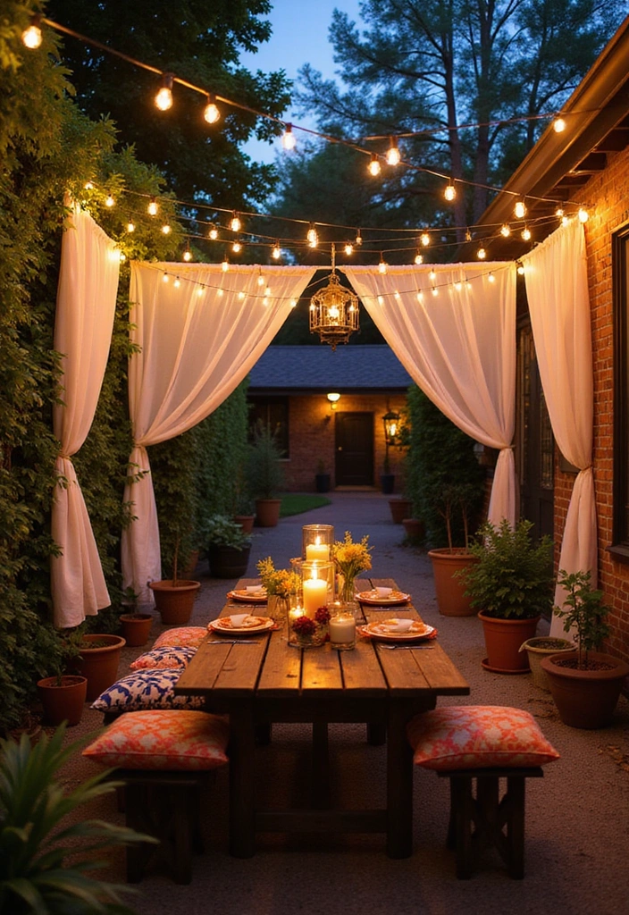 20 Creative Back Patio Ideas That Won't Cost You a Fortune (You’ll Love #9!) - 4. String Light Canopy