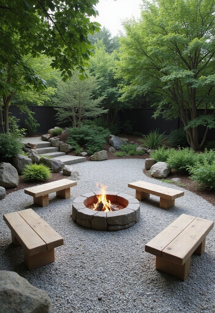 22 Fire Pit Landscaping Ideas to Create the Ultimate Cozy Hangout Spot in Your Backyard! - 17. Fire Pit with a Zen Garden