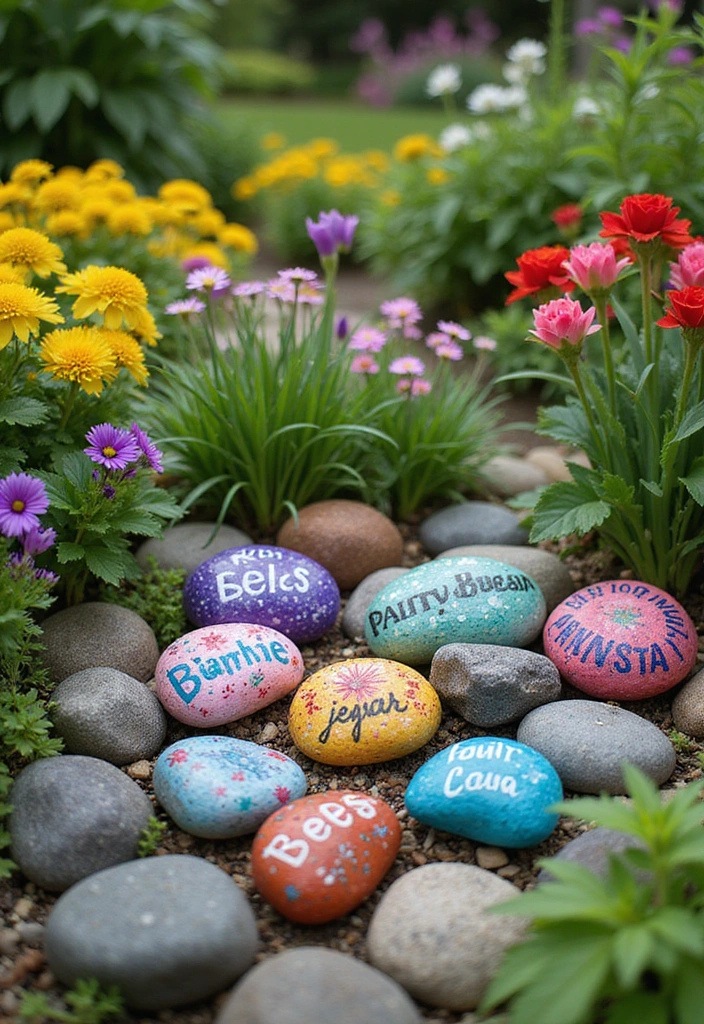 30 Budget-Friendly Garden Crafts That Look Expensive (You Won't Believe How Easy #15 Is!) - 3. Painted Rock Garden Markers