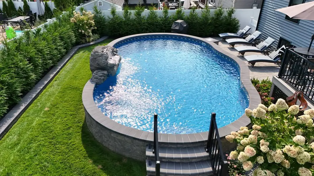 20 Stunning Semi-Inground Pool Designs for Your Backyard Oasis (You Won't Believe #8!) - 3. Natural Rock Integration