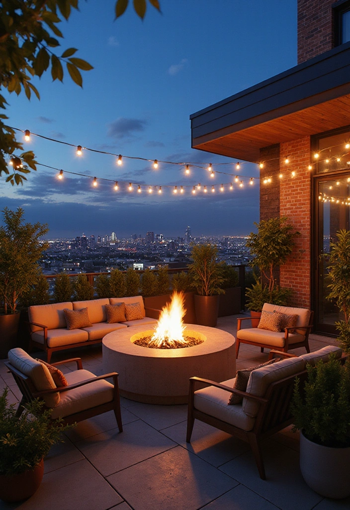 22 Fire Pit Landscaping Ideas to Create the Ultimate Cozy Hangout Spot in Your Backyard! - 14. Fire Pit with a Rooftop View
