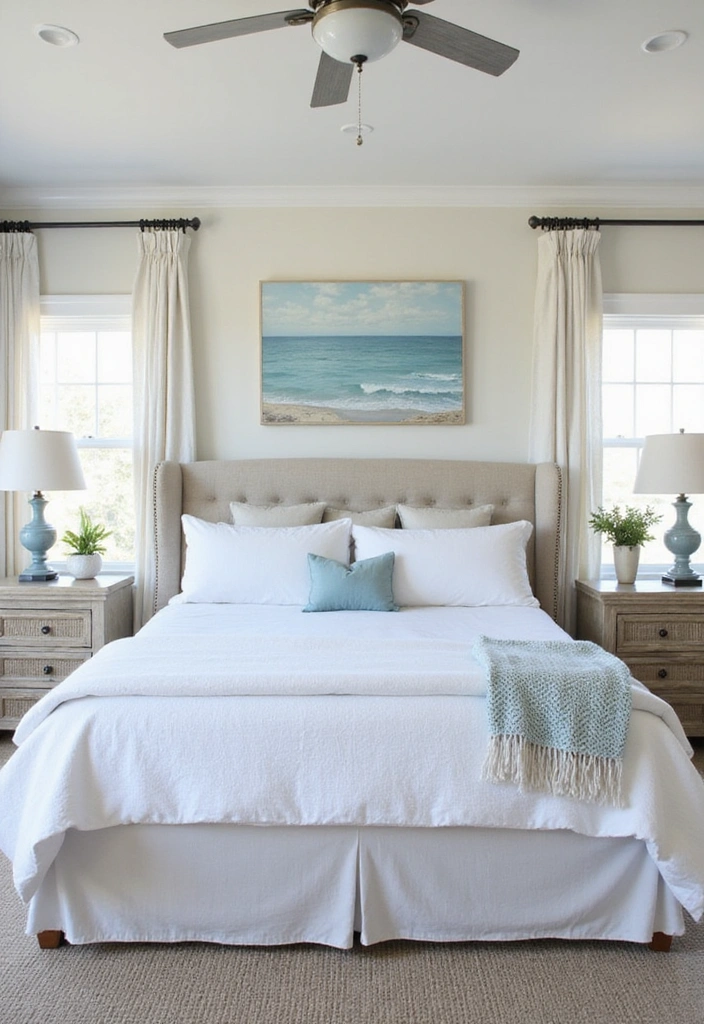 25 Master Bedroom Feature Wall Inspirations That'll Leave You Breathless (#16 Is a Must-See!) - 8. Coastal Vibes with Light Colors