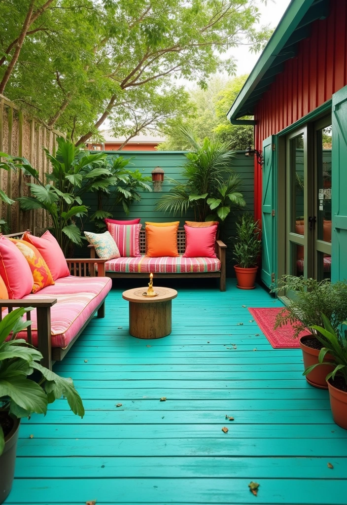20 Best Deck Stain Colors That Will Boost Your Home's Curb Appeal (Get Inspired!) - 3. Bright Teal