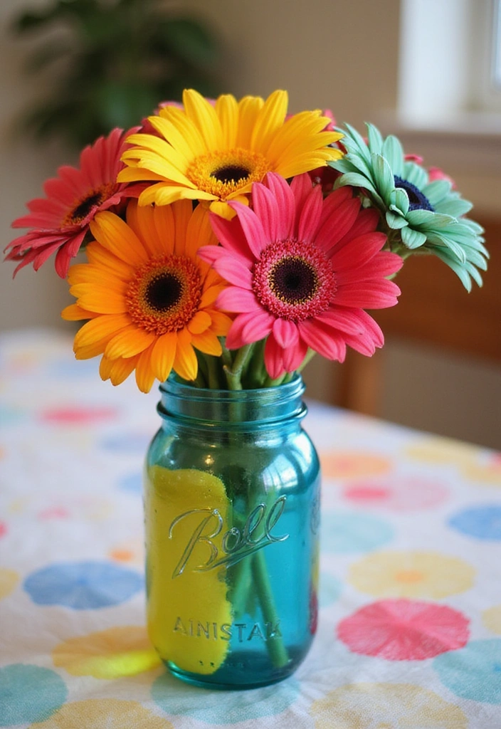 20 Stunning Mason Jar Flower Arrangements You Can Make Today (Prepare to Be Amazed!) - 17. Color Block Arrangements