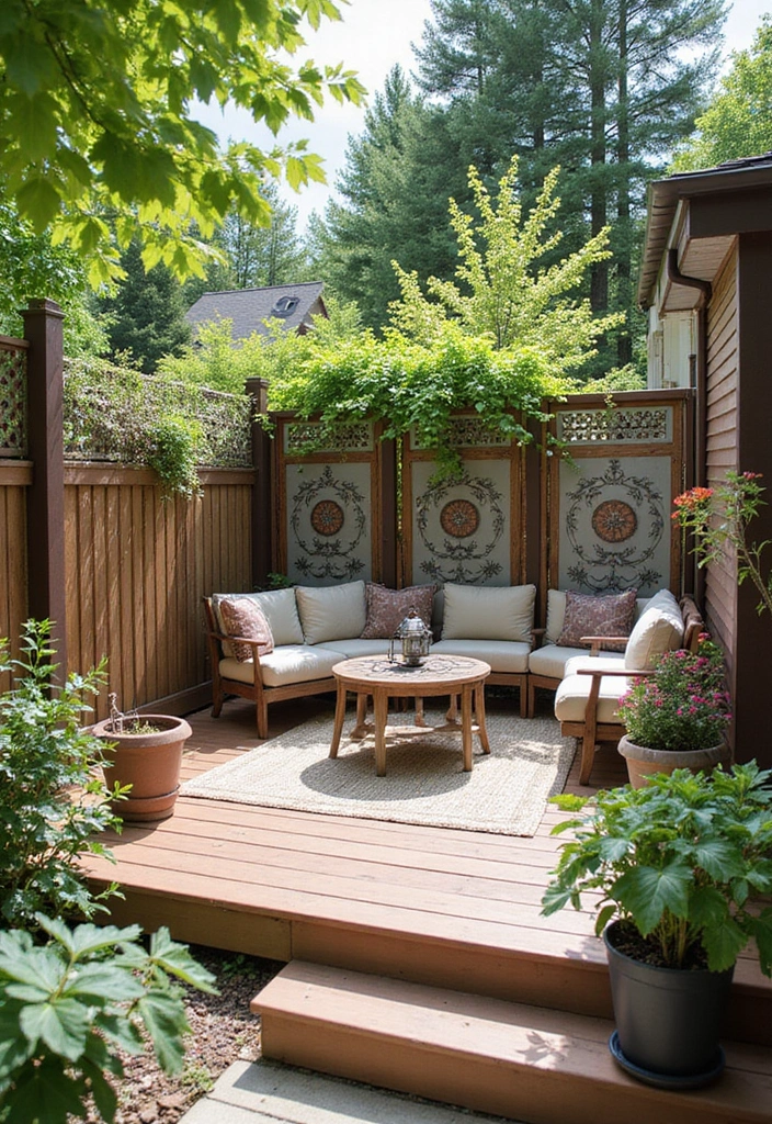 20 Deck Privacy Ideas That Combine Beauty and Seclusion (Ideas #2 & #8 Are Game Changers!) - 18. Artistic Panels