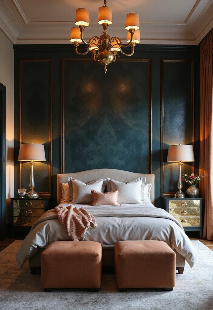 25 Master Bedroom Feature Wall Inspirations That'll Leave You Breathless (#16 Is a Must-See!) - 7. Rich Jewel Tones
