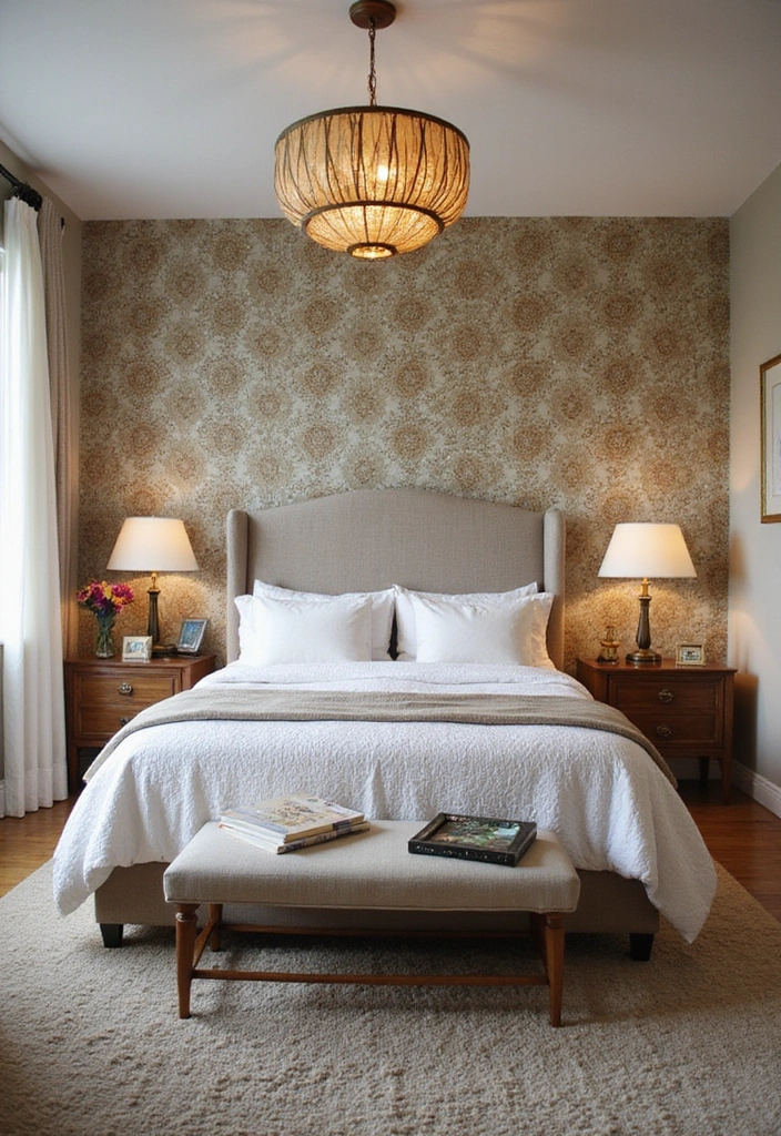 25 Master Bedroom Feature Wall Inspirations That'll Leave You Breathless (#16 Is a Must-See!) - 15. Vintage-Inspired Patterns