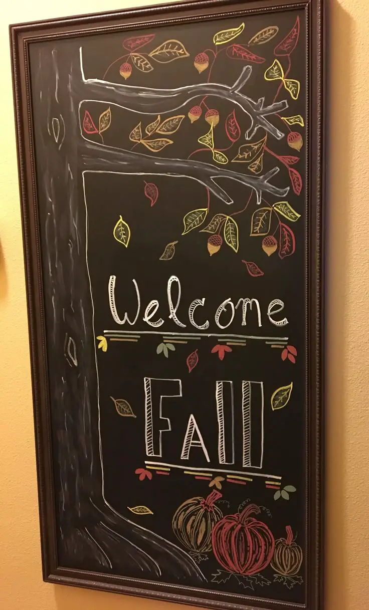 20 Creative Fall Chalkboard Art Ideas You Can DIY This Season! - 6. Welcome Fall with a Tree