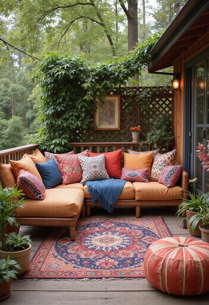 20 Small Deck Decorating Ideas That Will Transform Your Outdoor Space! - 8. Layered Textiles
