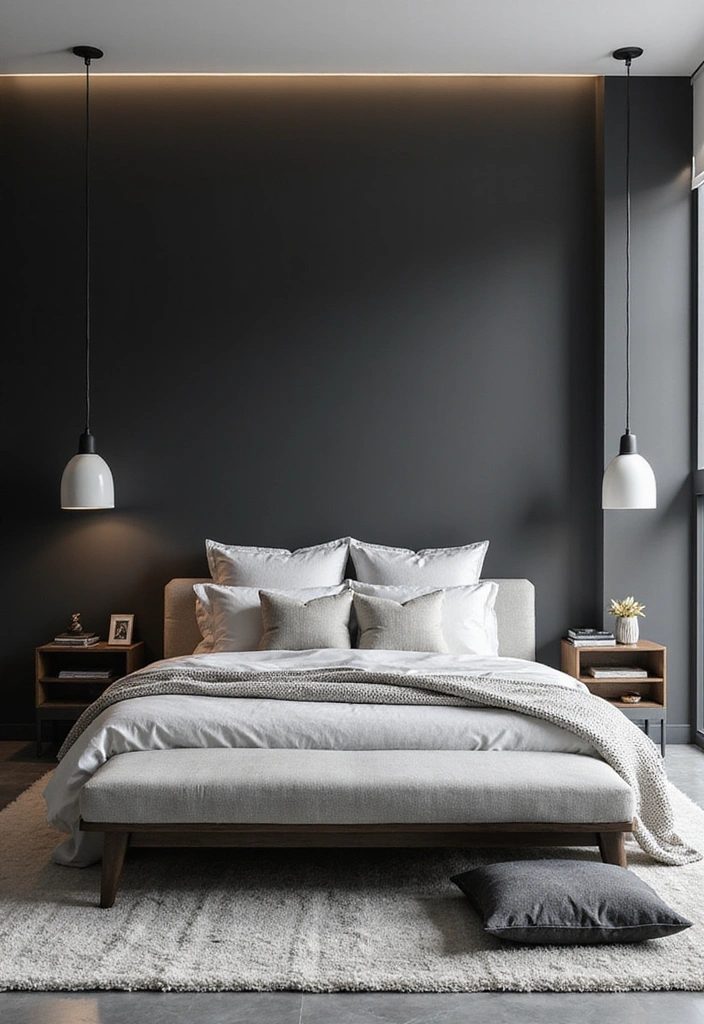25 Master Bedroom Feature Wall Inspirations That'll Leave You Breathless (#16 Is a Must-See!) - 10. Minimalist Monochrome