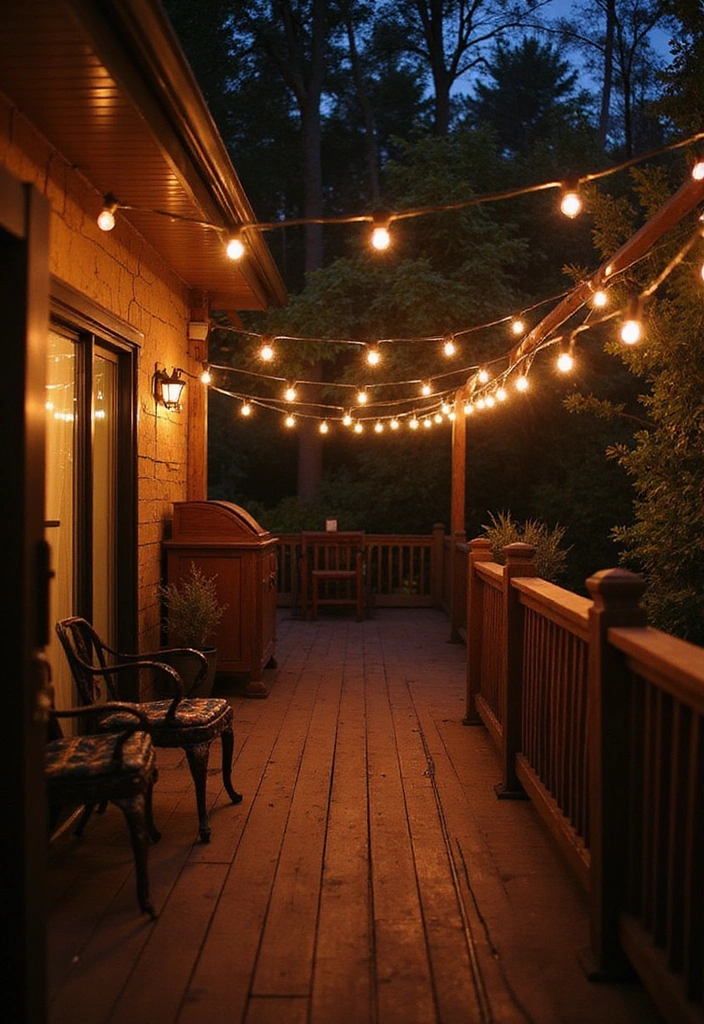 20 Small Deck Decorating Ideas That Will Transform Your Outdoor Space! - 2. Hanging String Lights