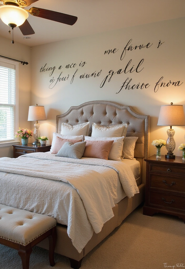 25 Master Bedroom Feature Wall Inspirations That'll Leave You Breathless (#16 Is a Must-See!) - 12. Text Silhouettes and Quotes