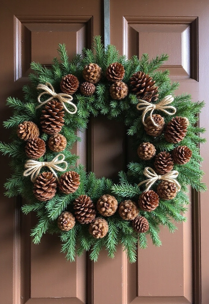 17 DIY Fall Wreaths for Your Front Door That Are Easier Than You Think! - 3. Rustic Pinecone Wreath