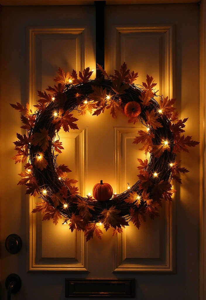 17 DIY Fall Wreaths for Your Front Door That Are Easier Than You Think! - 8. Twinkling Fairy Light Wreath