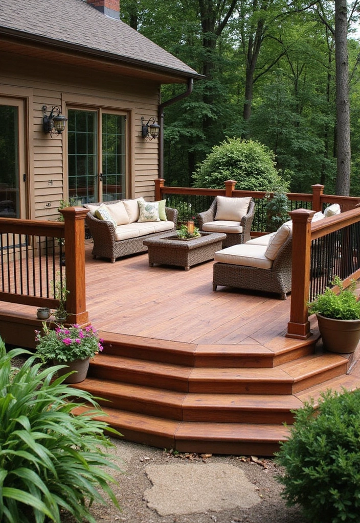 20 Best Deck Stain Colors That Will Boost Your Home's Curb Appeal (Get Inspired!) - 1. Rich Mahogany