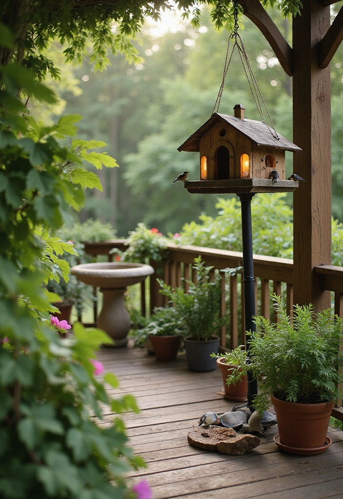 20 Small Deck Decorating Ideas That Will Transform Your Outdoor Space! - 14. Bird Feeder Fun