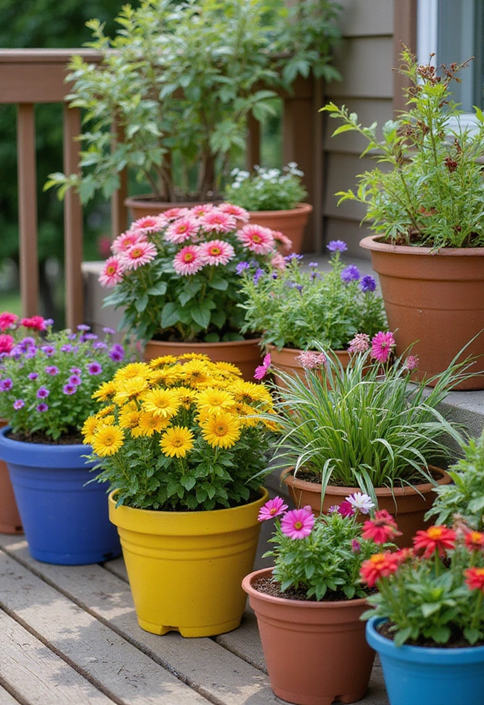 20 Small Deck Decorating Ideas That Will Transform Your Outdoor Space! - 4. Colorful Planters